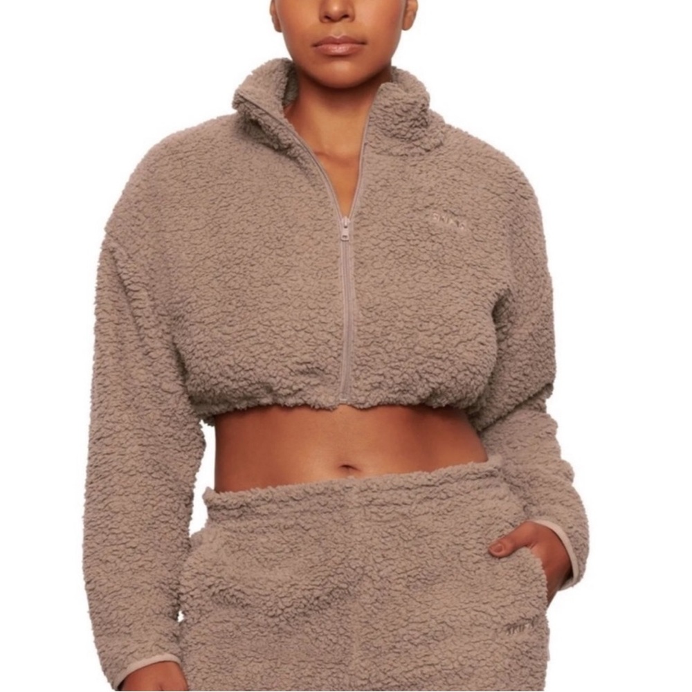 NWT Skims Sherpa Zip Up Jacket Tigers Eye L